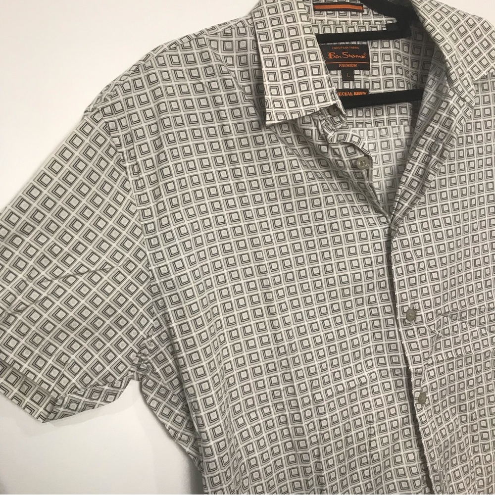 Ben Sherman Men’s Short Sleeve Button Up Shirt Size L Premium European Fabric - Picture 3 of 4